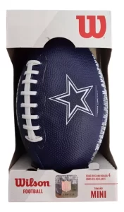 Balón de fútbol americano azul Cowboys Wilson tamaño mini.