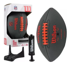 Balón de fútbol americano Wilson NFL Tailgate con bomba y soporte.