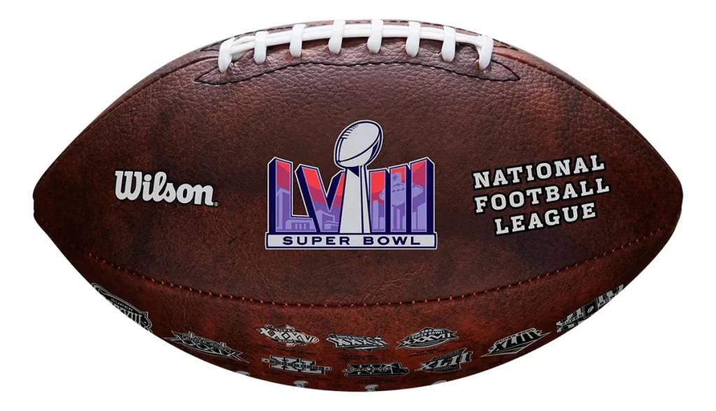 Balón Wilson NFL Super Bowl LVIII Throwback unisex café tamaño No. 9.