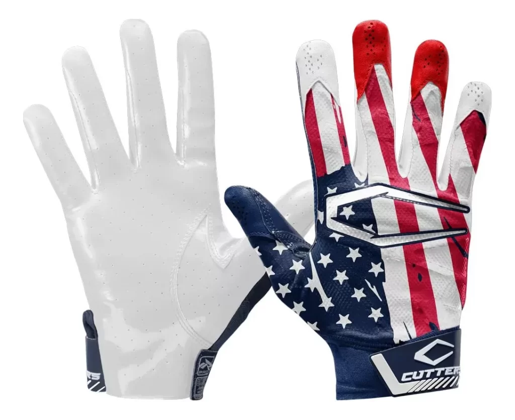 Explota tu Potencial con los Guantes Cutters Rev Pro 4.0 Wide USA Flag para Fútbol Americano