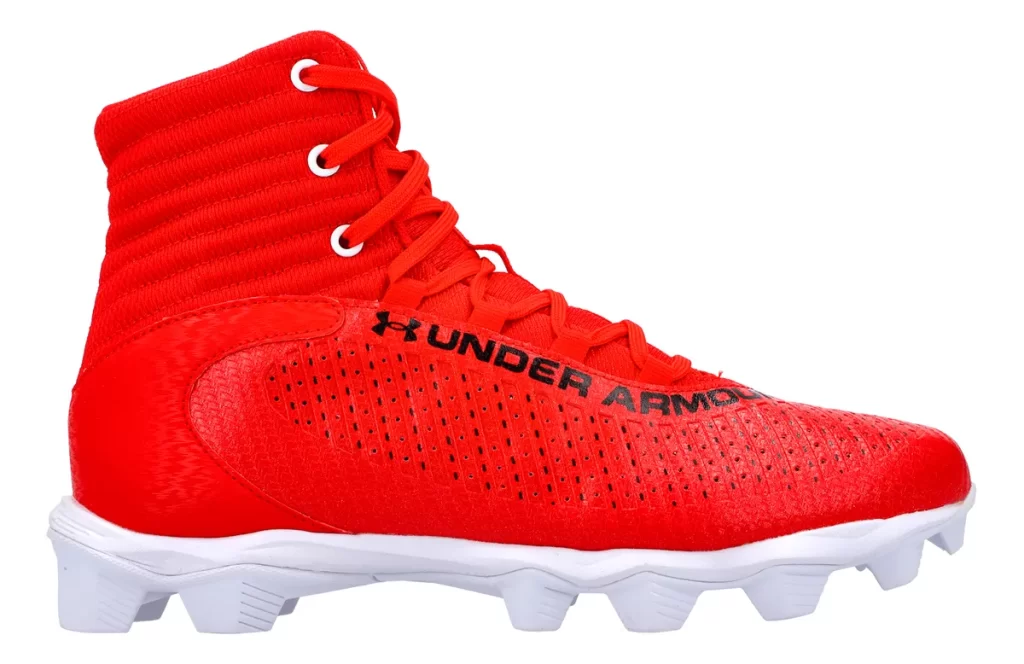 Tachones Under Armour en color rojo para fútbol americano, modelo Blur Highlight 2.0